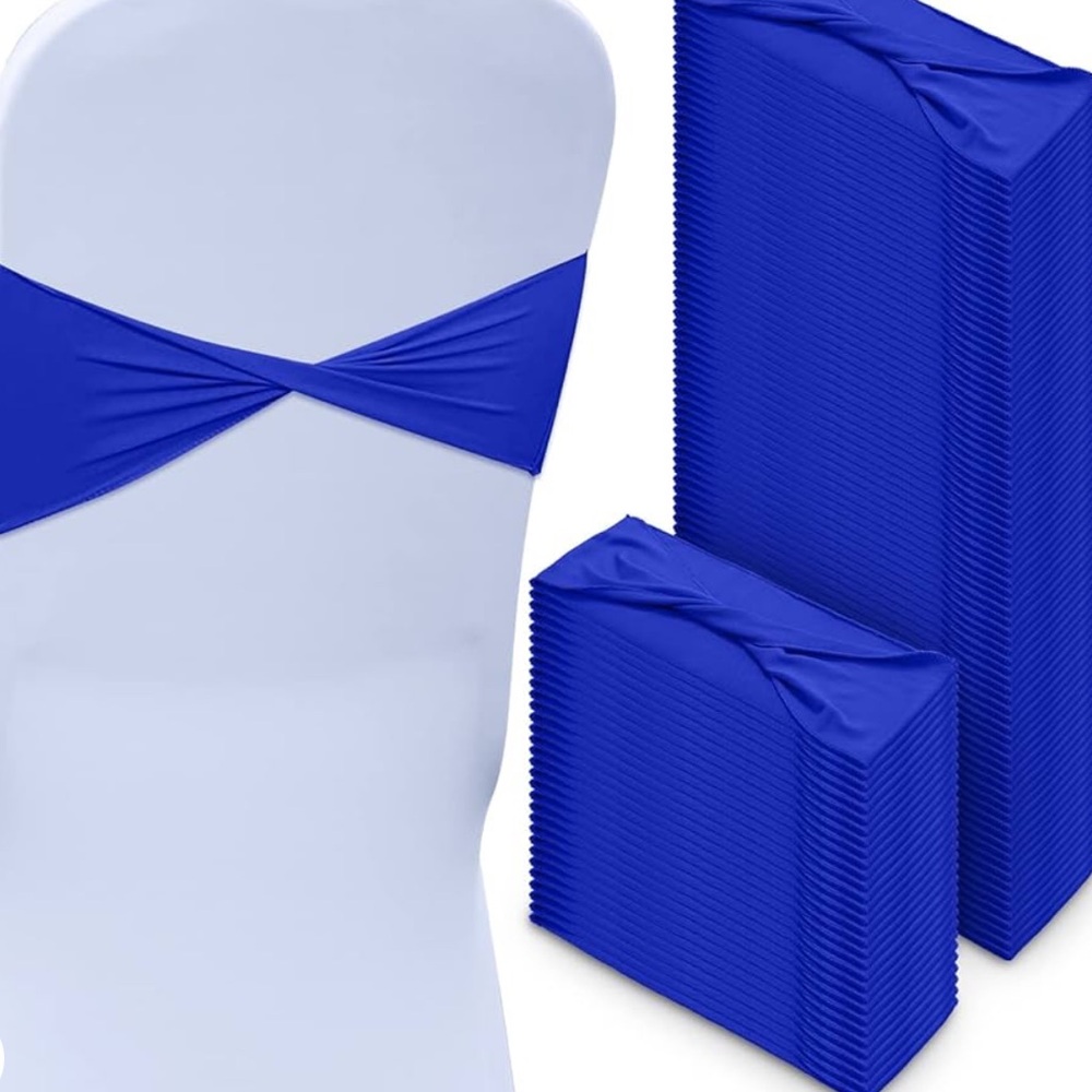 Spandex Chair Sashes for Events - Blue (100 count) NWT